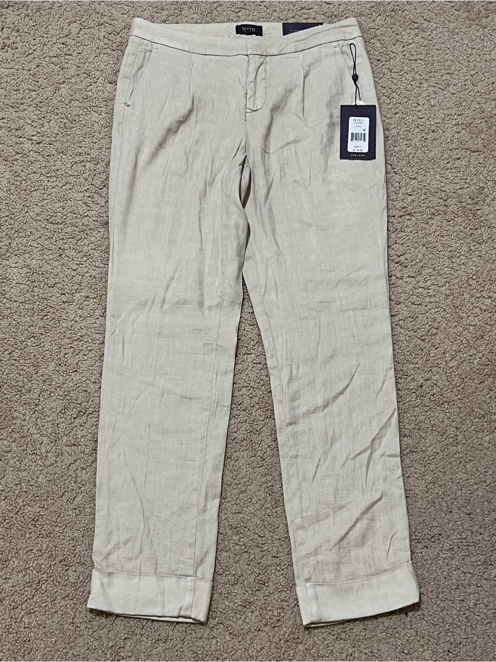 NYDJ Light Beige Linen Straight-Leg
